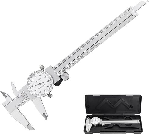 HARDELL Dial Caliper, Dual Reading Precision Caliper with Accuracy ±0.02", Durable Caliper Measuring Tool 6 Inch with Plastic Case, Lightweight Vernier Caliper for DIY/Household/Woodworking in Saudi Arabia