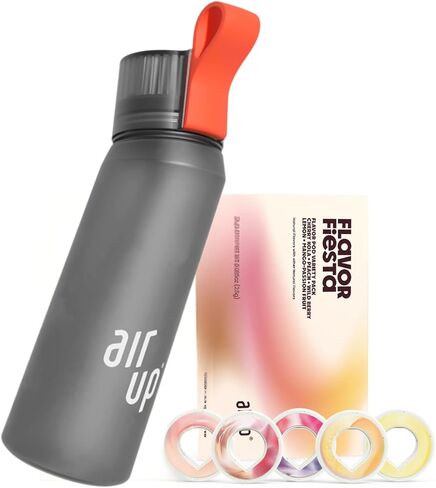 Air Up® Water Bottle (22 أوقية) للمدرسة ، الرياضة ، صالة الألعاب الرياضية | يتضمن 5 قرون الرائحة والقش | زجاجة بنكهة باللون الرمادي - أيضًا للأطفال ، الأولاد ، الفتيات | لا سعرات حرارية وخالية من السكر ومناسبة للكربنة in Kuwait