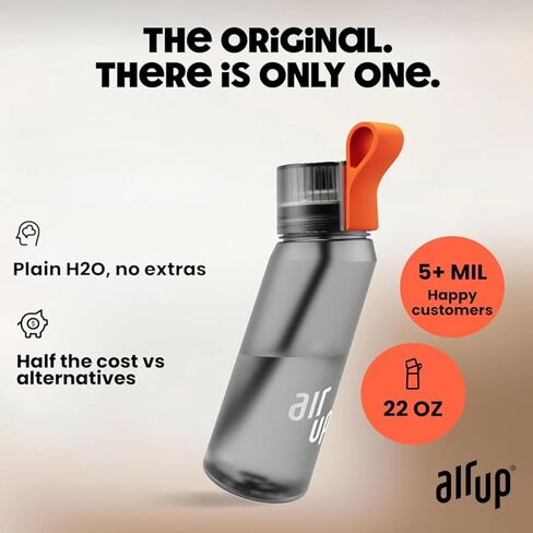 Air Up® Water Bottle (22 أوقية) للمدرسة ، الرياضة ، صالة الألعاب الرياضية | يتضمن 5 قرون الرائحة والقش | زجاجة بنكهة باللون الرمادي - أيضًا للأطفال ، الأولاد ، الفتيات | لا سعرات حرارية وخالية من السكر ومناسبة للكربنة in Kuwait
