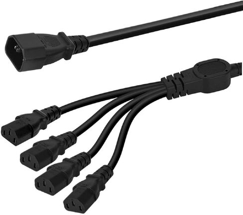 PDU UPS Server C14 to 4 x C13 Y Type Split Kettle Lead IEC320 C14 Male to 4 Ways C13 Female Power Extension Cable for Home Appliance PC Computer Monitor in Saudi Arabia