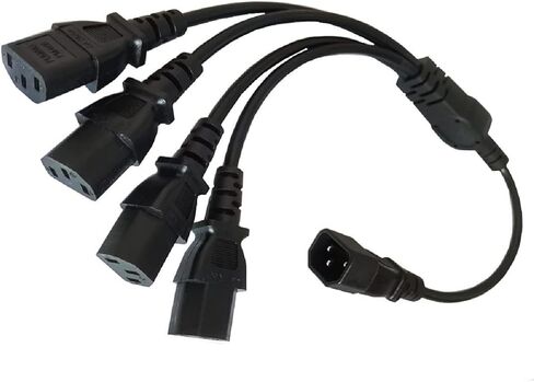 PDU UPS Server C14 to 4 x C13 Y Type Split Kettle Lead IEC320 C14 Male to 4 Ways C13 Female Power Extension Cable for Home Appliance PC Computer Monitor in Saudi Arabia