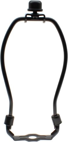 6 inch Lamp Shade Harp Holder Kit Heavy Duty Horn Frame Lampshade Bracket with Solid lamp Finial Cap for Table and Floor Lamps [FDXGYH，Black] in Kuwait
