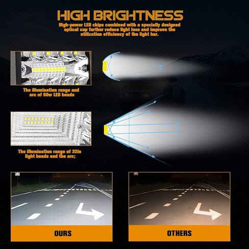 طقم شريط إضاءة LED، شريط إضاءة شاحنة 12 بوصة 300 وات و2 قطعة 4 بوصة 60 وات LED مصابيح عمل مع مجموعة أسلاك تسخير بقعة الفيضانات على الطرق الوعرة القيادة أضواء جرار الضباب لشاحنة ATV UTV عربة الغولف قارب Snowplow in Kuwait