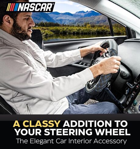 غطاء عجلة قيادة ناسكار | مقاس عالمي 14.5 بوصة - 15.5 بوصة | قبضة وراحة معززة | شاحنة، سيارات الدفع الرباعي، غطاء عجلة قيادة السيارة للرجال والنساء | جلد صناعي عالي الجودة (أسود - وسادة كبيرة مريحة) in Kuwait