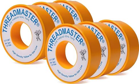 Yellow Gas Pipe Thread Seal Tape, 260" Length 1/2" Width, Teflon Tape for Gas Fittings, Used as High Density Plumbers Tape, Pack of 2 in Kuwait