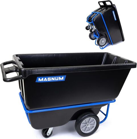 Tilt Truck, 1/2 Cu. Yd. Capacity Dump Cart with Heavy Duty 12" Wheels & 5" Casters & Forklift-able Frame for Jobsites, 850 lbs, Trash Cart with Wheels DUC12T-F-04PK (4-Pack) in Saudi Arabia