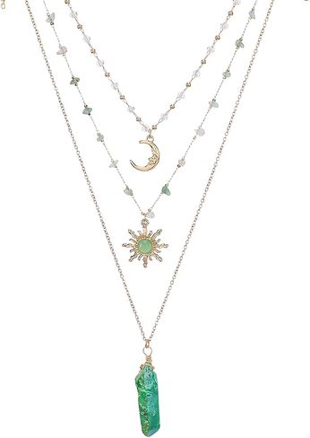 قلادة MOSTORY Crystal Sun Fairy - قلادة هلال القمر لإكسسوارات عصر النهضة للنساء مجوهرات Renfaire Fantasy in Kuwait