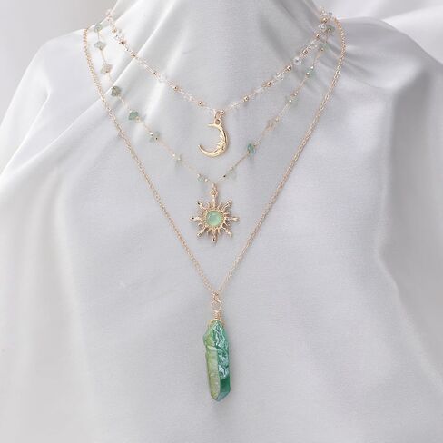قلادة MOSTORY Crystal Sun Fairy - قلادة هلال القمر لإكسسوارات عصر النهضة للنساء مجوهرات Renfaire Fantasy in Kuwait