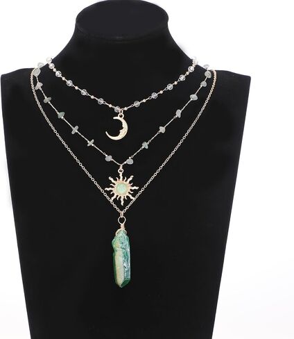 قلادة MOSTORY Crystal Sun Fairy - قلادة هلال القمر لإكسسوارات عصر النهضة للنساء مجوهرات Renfaire Fantasy in Kuwait