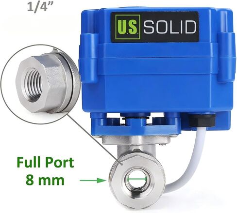 صمام كرة مآخذ بمحركات الولايات المتحدة- 1/2 "صمام كرة مقاوم للصدأ مع منفذ كامل ، 9-24 فولت DC و 2 سلك عكسي الأقطاب مغلقة عادة in Saudi Arabia