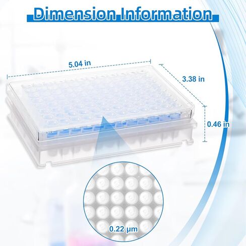 96-Well Microporous Filter Plate, 300μL, 0.22μm, Hydrophilic Nylon Membrane, for Lab Filtration, 10 Pcs/Pack in Kuwait