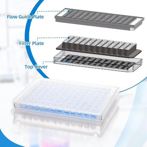 96-Well Microporous Filter Plate, 300μL, 0.22μm, Hydrophilic Nylon Membrane, for Lab Filtration, 10 Pcs/Pack in Kuwait