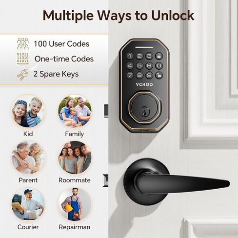 Keyless Entry Door Lock with Handle Set, Keypad Door Locks with Lever Handle, Auto-Lock&Anti-peeping Password Smart Deadbolt Lock for Home Apartment Office Security Front Door Locks Satin Nickel in Kuwait