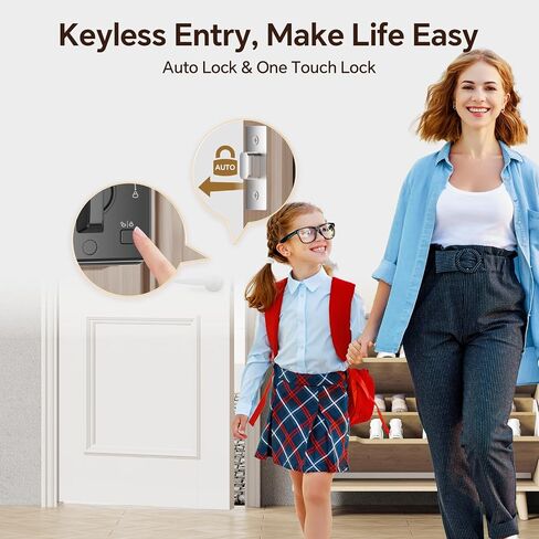 Keyless Entry Door Lock with Handle Set, Keypad Door Locks with Lever Handle, Auto-Lock&Anti-peeping Password Smart Deadbolt Lock for Home Apartment Office Security Front Door Locks Satin Nickel in Kuwait