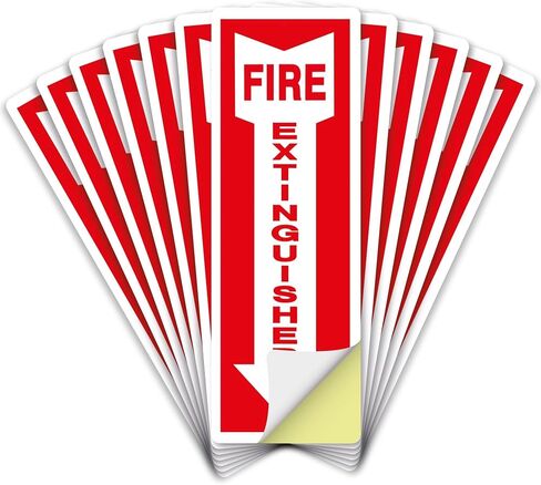 OLANZU Pack of 12 Fire Extinguisher Stickers 4"x 12"- 5 Mil Vinyl - Fire Extinguisher Sign for business with Arrow- Durable Self Adhesive, Weatherproof and UV Protected-Ideal for Office, Home and Outdoor places in Kuwait