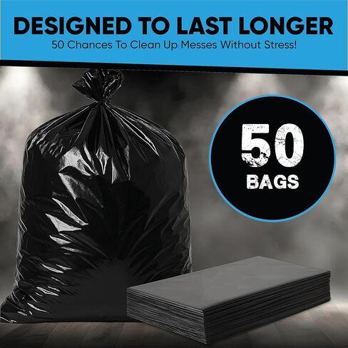 Contractor Garbage Bags 55 Gallon | 32 Count | 3 Mil Construction Bags Heavy Duty with Ties | 55-60 Gallon Trash Bag Heavy Duty for Contractors in Kuwait