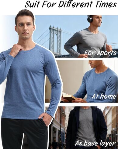 MAGCOMSEN Men's Thermal Long Sleeve Shirt Fleece Lined Base Layer Undershirt Atheltic Workout Top for Cold Weather in Saudi Arabia