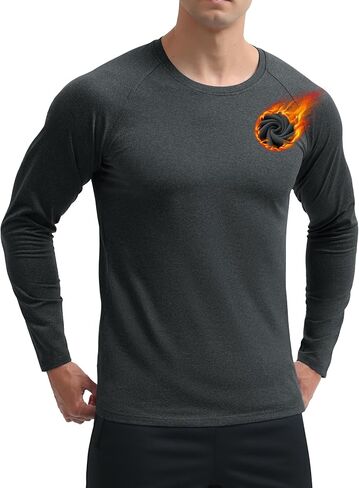 MAGCOMSEN Men's Thermal Long Sleeve Shirt Fleece Lined Base Layer Undershirt Atheltic Workout Top for Cold Weather in Saudi Arabia