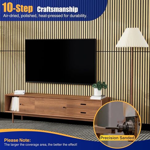 4PCS Wood Slat Wall Panels, 12.8" x 47.2" Sound Absorbing Acoustic Wall Panels, Soundproof Wall Paneling for Interior Wall Decor, Sandrift Oak in Saudi Arabia