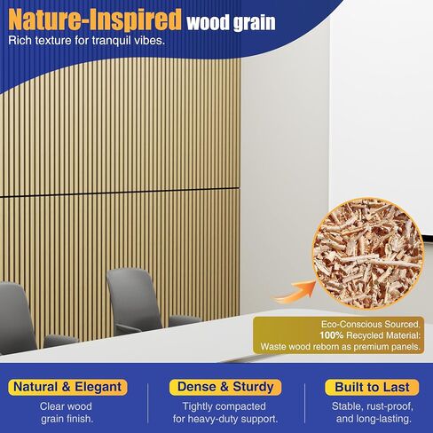 4PCS Wood Slat Wall Panels, 12.8" x 47.2" Sound Absorbing Acoustic Wall Panels, Soundproof Wall Paneling for Interior Wall Decor, Sandrift Oak in Saudi Arabia