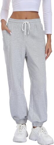 سراويل رياضية نسائية فضفاضة عالية الخصر من Oymyakon، سراويل رياضية مريحة للتمرين في صالة الألعاب الرياضية، سراويل سفلية قطنية للاستراحة in Kuwait