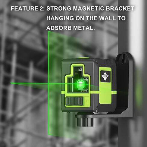 Laser Level with 1M Tripod,can be standby for 10 hours,Green Cross Line Laser with Tripod Self-Leveling, Lazer Leveler Tool for Picture Hanging laserpower<1mW, Class 2 Laser output (Dark green) in Kuwait