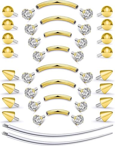 خيط داخلي ثقب الحاجب المجوهرات الجراحية الصلب منحني الحديد حلقة الحاجب الصغيرة العمودي Labret الشفاه مجوهرات الأذن روك حلقة زر البطن الصغيرة للنساء الرجال 16 جرام 6 مم / 8 مم / 10 مم / 12 مم in Kuwait