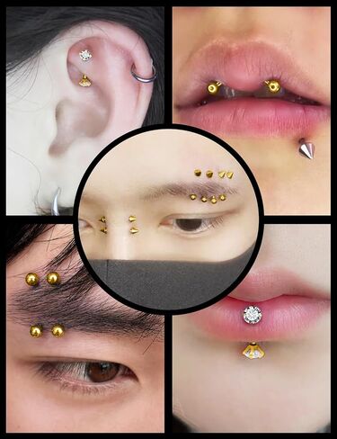 خيط داخلي ثقب الحاجب المجوهرات الجراحية الصلب منحني الحديد حلقة الحاجب الصغيرة العمودي Labret الشفاه مجوهرات الأذن روك حلقة زر البطن الصغيرة للنساء الرجال 16 جرام 6 مم / 8 مم / 10 مم / 12 مم in Kuwait