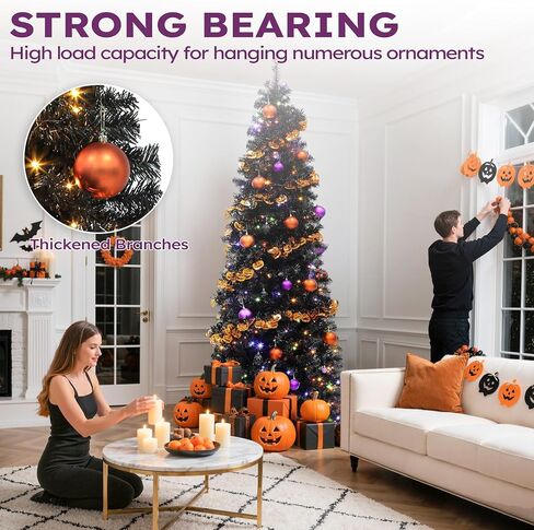 YITAHOME Prelit Pencil Christmas Tree 6 FT with Remote Control, Slim Fraser Fir Green Christmas Tree with 700 Branch Tips and 200 Lights for Home, Office, Party Decoration in Saudi Arabia