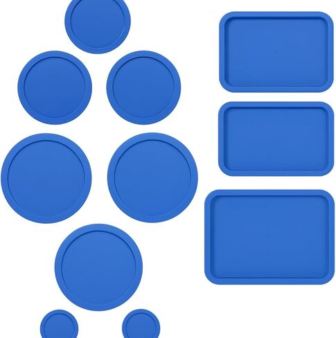 Replacement Lids for Pyrex Glass Food Storage Containers Rectangular (1) 1-Cup (2) 2-Cup (2) 4-Cup (1) 7-Cup (2) 3-Cup (1) 6-Cup Round Rectangle (Blue) in Kuwait