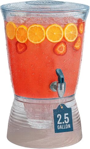 Drink Dispensers for Parties (2.5 Gallon) Large Plastic Water Dispenser for Counter Tops, No Mess, Easy to Assemble & Wash, Up to 40 Drinks in Kuwait