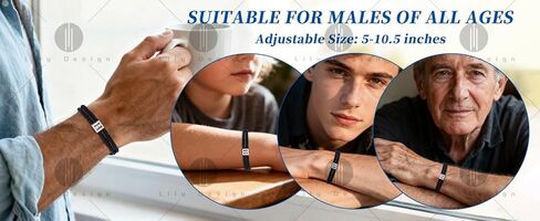 سوار الحبل الأولي المخصص للرجال ، الحبل الأسود المصنوع يدويًا قابلة للتعديل ， 7-13 بوصة ， سوار سحر حرف من الفولاذ المقاوم للصدأ A-Z ， هدايا للرجال ， الإخوة in Kuwait