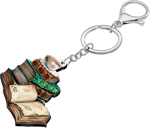 WEVENI الاكريليك كتاب المفاتيح Bookish دودة الكتب هدايا للقراء عشاق الكتاب النساء الفتيات محفظة Charms حقيبة الظهر الملحقات in Saudi Arabia