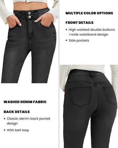 Women's Casual Jeans Pencil Leg Pants High Stretch Mid Rise Jeans in Kuwait