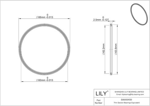 1 PCS S06003CS0 Thin Section Bearings-60X65X25mm in Kuwait