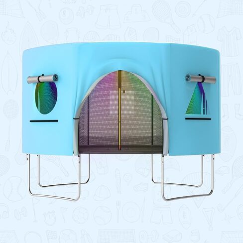 Gardenature 14FT Trampoline Tent(Tent Only), Fit for 8 Curved Poles Round Trampolines, Shade Cover with LED Light, Outdoor Trampolien Accessories, Anti-Tear, Beige in Kuwait