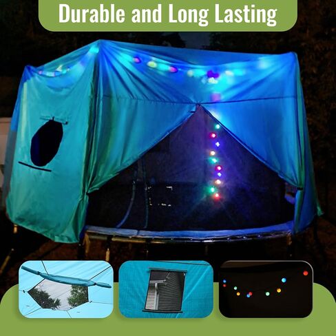 Gardenature 14FT Trampoline Tent(Tent Only), Fit for 8 Curved Poles Round Trampolines, Shade Cover with LED Light, Outdoor Trampolien Accessories, Anti-Tear, Beige in Kuwait