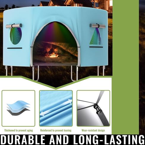 Gardenature 14FT Trampoline Tent(Tent Only), Fit for 8 Curved Poles Round Trampolines, Shade Cover with LED Light, Outdoor Trampolien Accessories, Anti-Tear, Beige in Kuwait