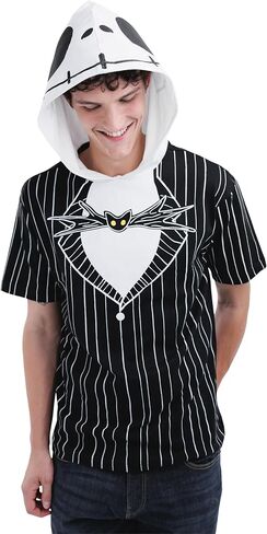 Disney Nightmare Before Christmas Jack Skellington Mens Hooded Matching Family Cosplay T-Shirt Black XX-Large in Saudi Arabia