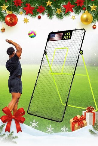 7x4 Ft Volleyball Rebounder Net; 6-Angle Adjustable Volleyball Training Aid and Video for Solo Practice; Durable Equipment for Bumping, Spiking, Lacrosse, Soccer, Tennis in Saudi Arabia