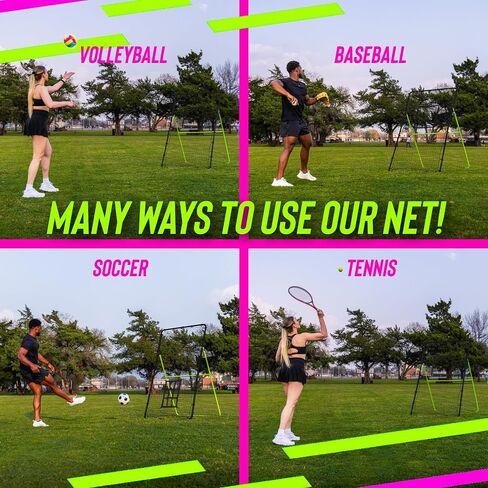 7x4 Ft Volleyball Rebounder Net; 6-Angle Adjustable Volleyball Training Aid and Video for Solo Practice; Durable Equipment for Bumping, Spiking, Lacrosse, Soccer, Tennis in Saudi Arabia