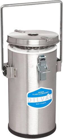 Scilogex Wide Mouth DILVAC Stainless Steel Cased Dewar Flask for Liquid Nitrogen, Liquified Gases, and Dry Ice, with Lid-Clamps and Vented Lid |1 Liter in Kuwait