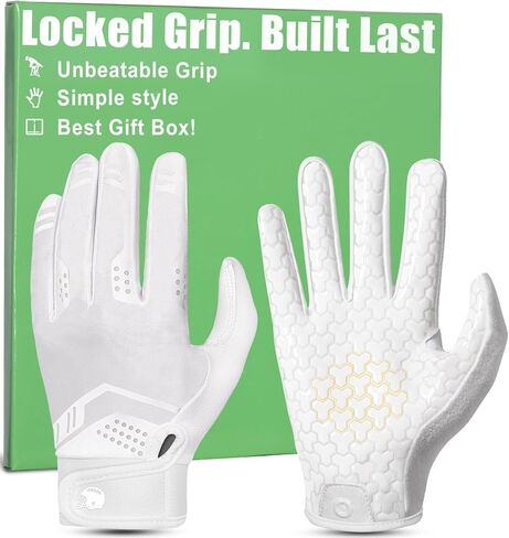 Pixel Panda Football Gloves Adult Men, Black White Flag Football Gloves with Pro-Grade Sticky Grip, Breathable Wide Receiver Glove Gifts for High Training Performance (Black,XL) in Kuwait