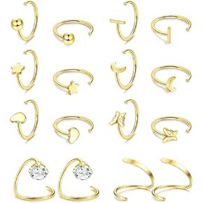 أقراط نصف أطواق 316L من الفولاذ المقاوم للصدأ أقراط هوجي هوب صغيرة على شكل كرة، بار، نجمة، قمر، قلب، فراشة نصف أطواق أقراط ثقب الغضروف in Kuwait