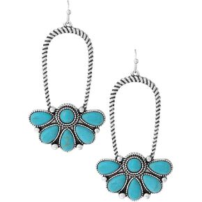 Rosemarie & Jubalee Women's Chic Western Style Burnished Silver Tone Textured Rope With Semi Precious Howlite Stone Earrings, 2.62" in Kuwait