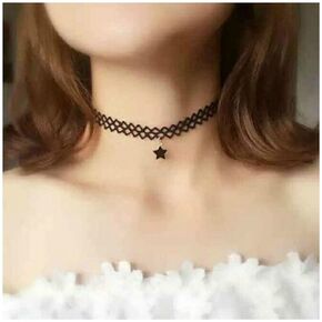 Erimberate Vintage Goth Hollow Lace Choker Necklace Star Pendant Necklace Black Lace Choker Necklace Tattoo Necklace Choker Jewelry for Woman and Girls Halloween Wedding Party Cosplay Gifts