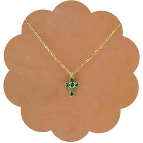 Aneneiceera Vintage Emerald Cross Choker Necklace Green Crystal Cross Pendant Necklace Religious Cross Necklace Minimalist Gold Chain Necklace Jewelry for Women and Girls