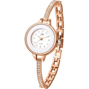 JewelryWe Women's Wristwatch Elegant Gold/Silver Bracelet Watch Round Analog Quartz Dress Watch, for Xmas
