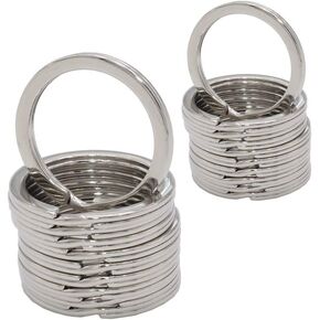 Keyring Stainless Steel Split Flat Key Rings Loop Accessory KeyChain Hoop Key Holders-Pack of 20 (25mm)