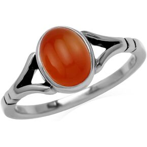 Silvershake 8X6mm Genuine Cabochon Stone 925 Sterling Silver Solitaire Casual Ring Jewelry for Women or Teen in Saudi Arabia